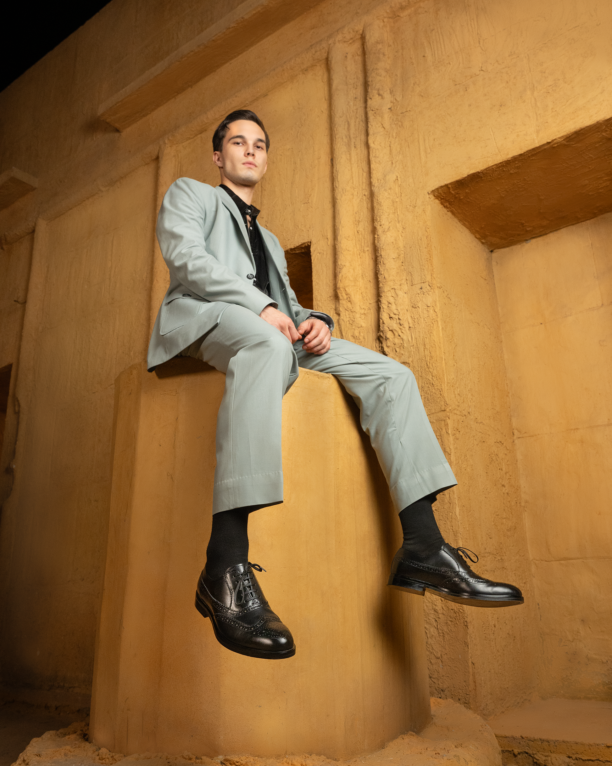 man in Black Brogue shoes